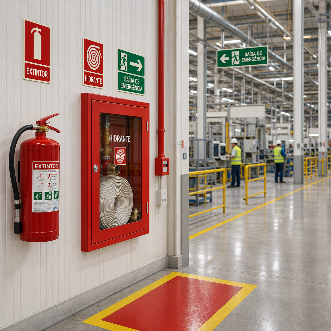Sistemas de extintores e mangueiras para indústrias e instalações de grande porte